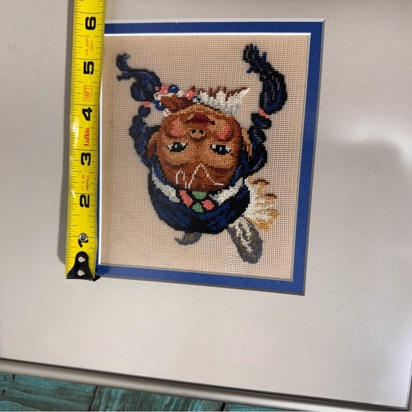 Petit Point Framed Wall Art, Native American Girl, Needlepoint - Picture 9 of 11